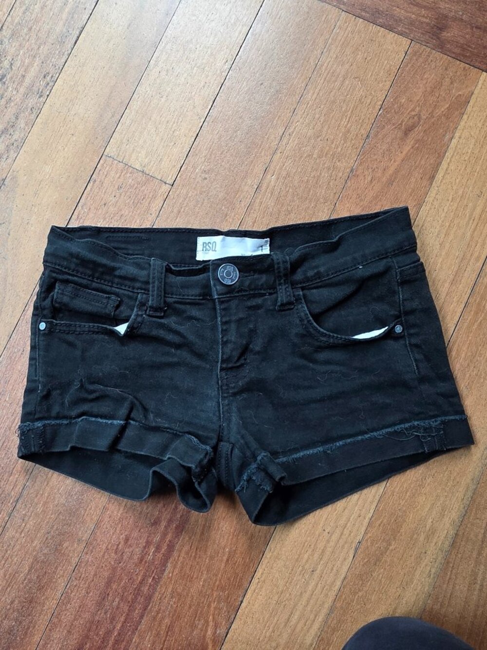 RSQ Juniors Black Malibu Denim Short Shorts Size 1